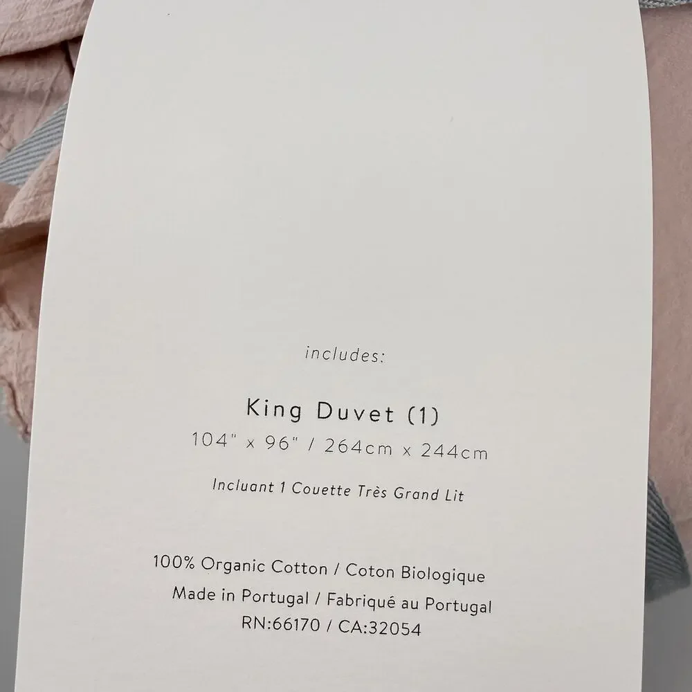 Anthropologie Ruffled Organic Spa Sateen Duvet Cover KING Peach Pink Bedding New